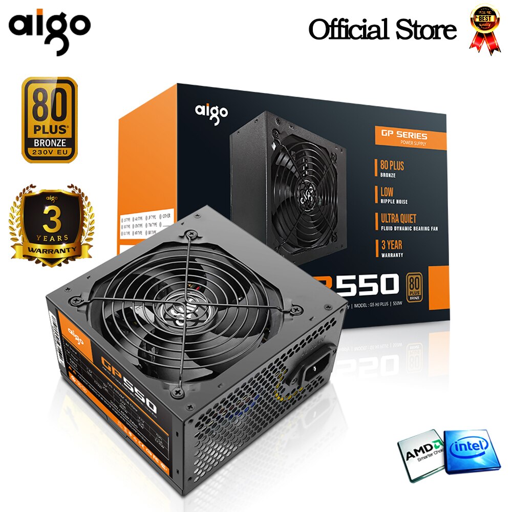 Aigo gp550 fonte Max 750W Power Supply 80 plus bronze PSU PFC 12cm fan ATX