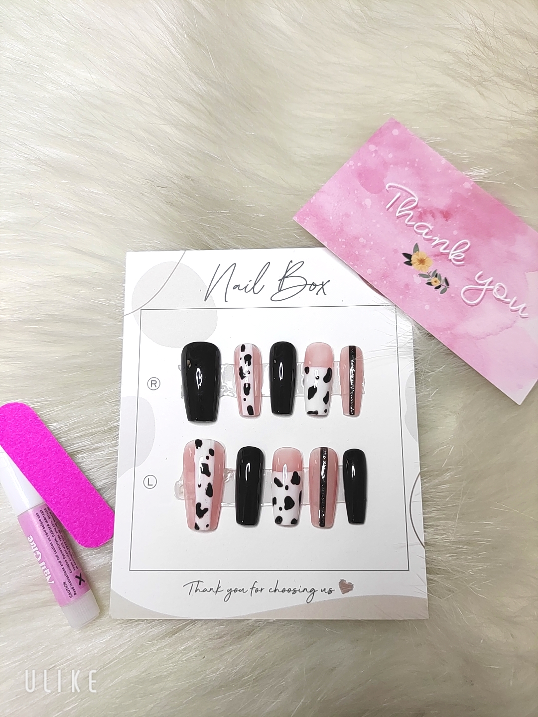 nail box móng fen bò sữa phối đen