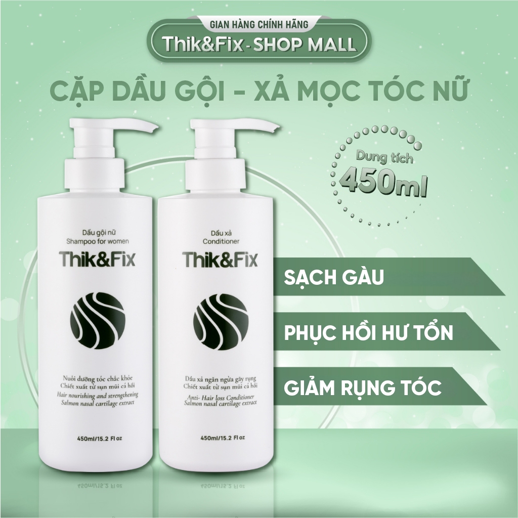 Cặp dầu gội và dầu xả kích thích mọc tóc cho Nữ Thik&Fix