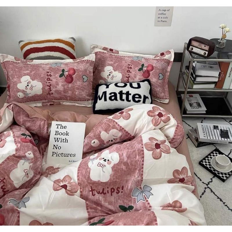 Bộ ga gối vỏ chăn 5 món poly cotton mẫu Robot Đen
