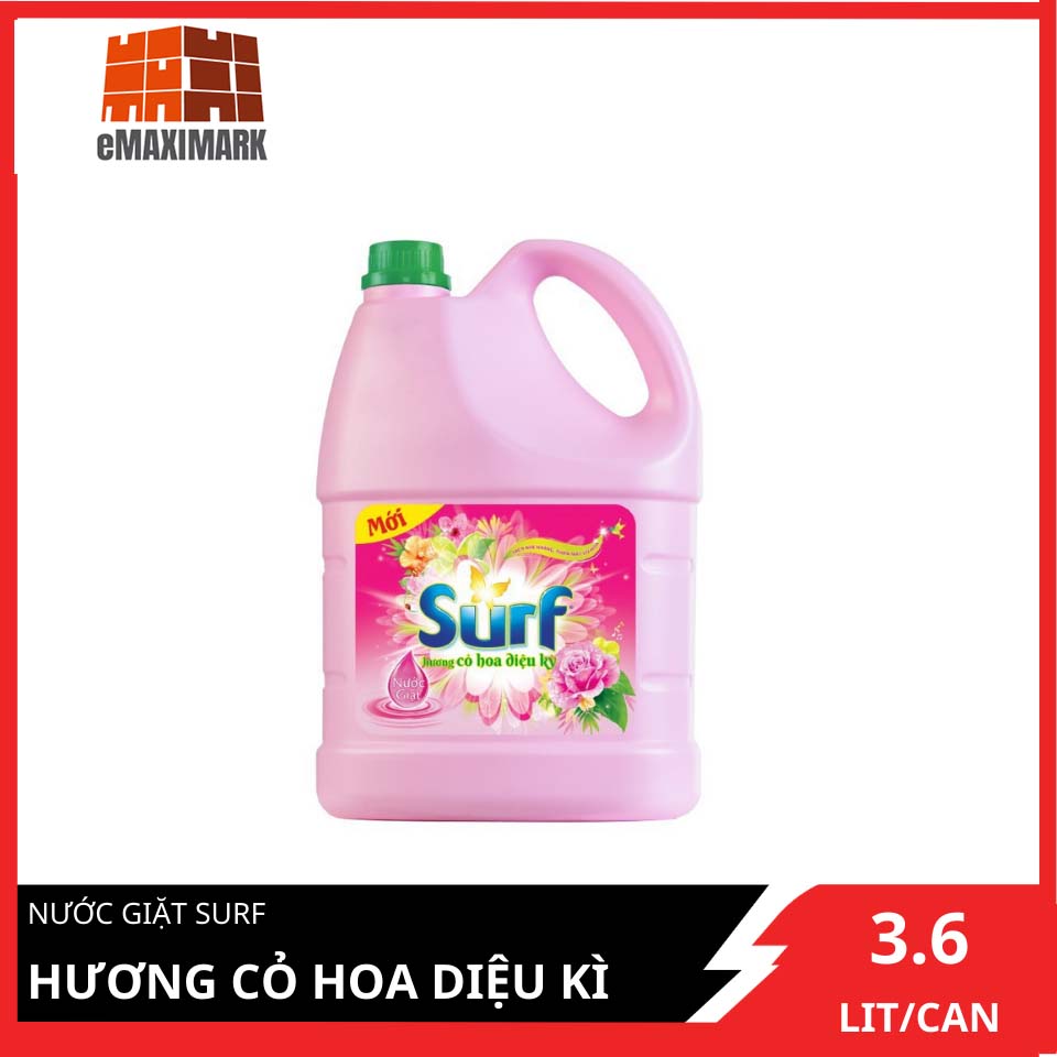 [HCM ship 2h] Nước Giặt Surf Hồng Hương Cỏ Hoa Diệu Kì Can 3.8KG