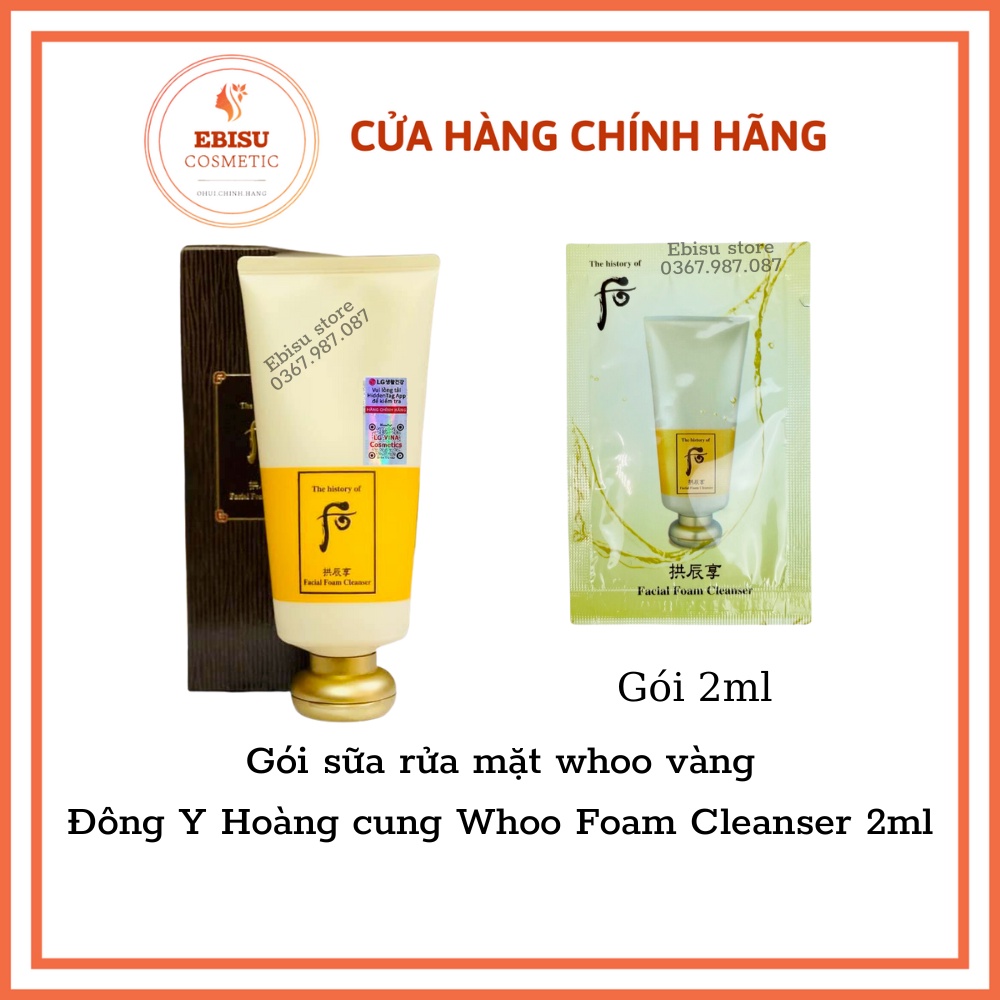 Gói sữa rửa mặt whoo vàng _Đông Y Hoàng cung Whoo Foam Cleanser 2ml