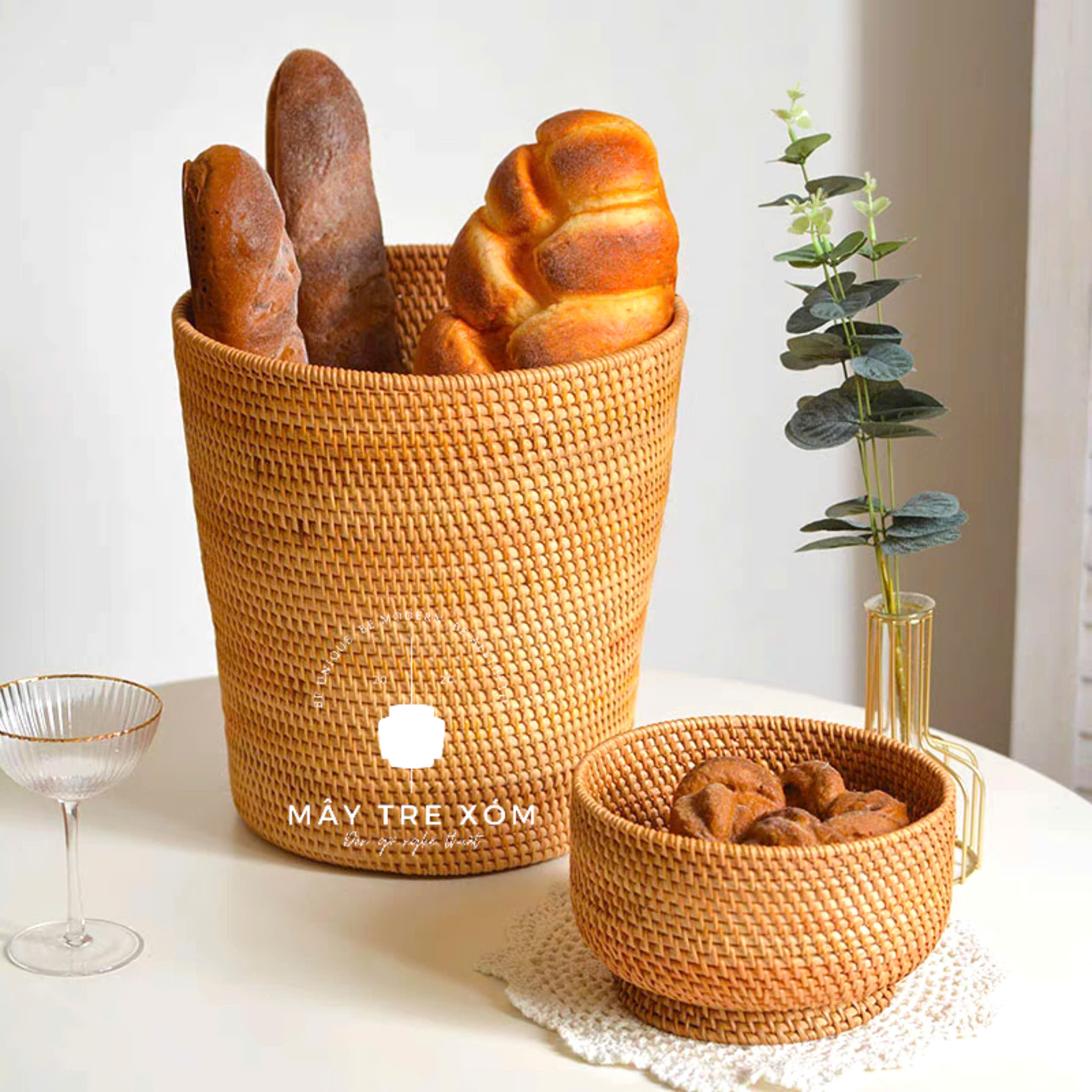 Sọt mây có tay cầm đựng quần áo, đồ chơi