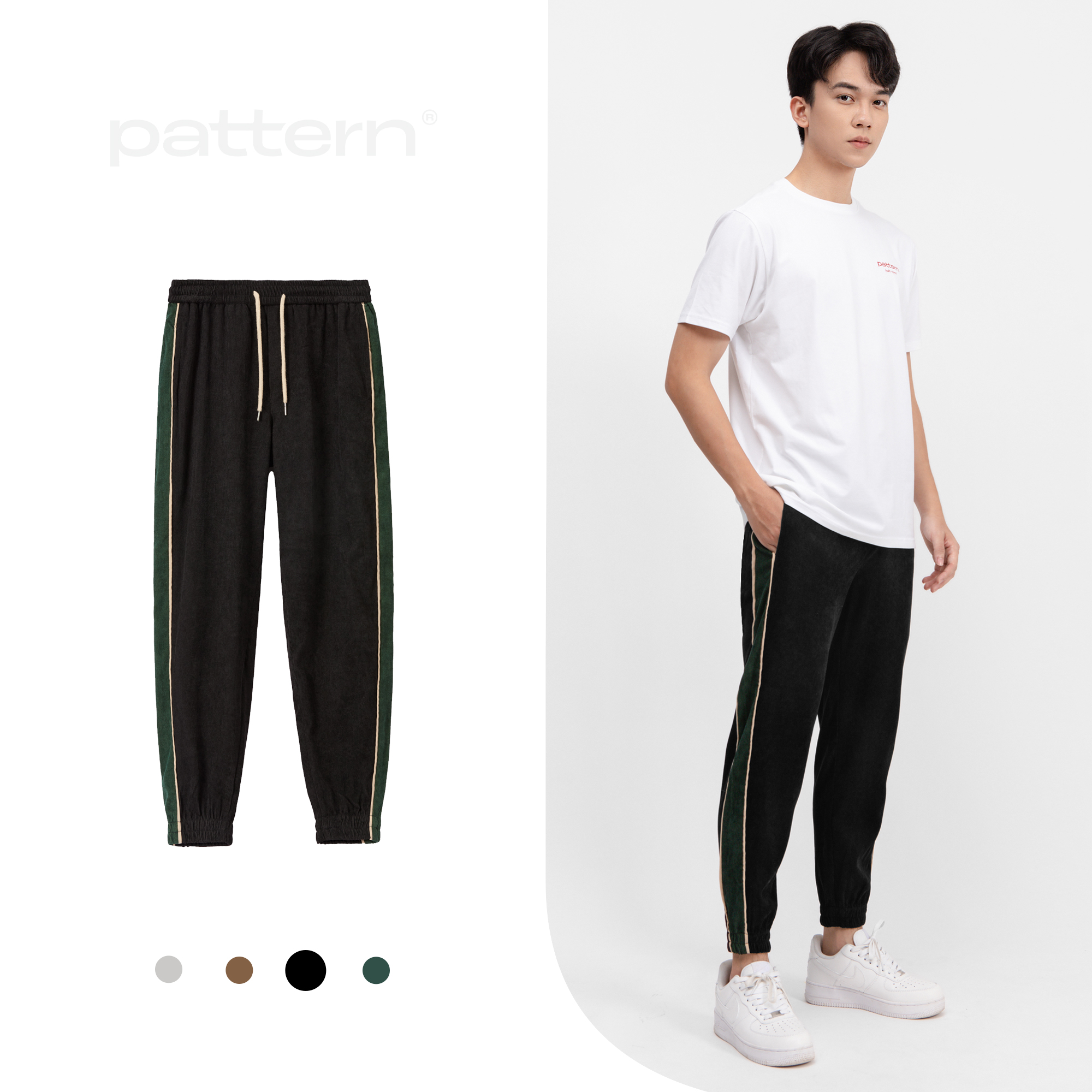Quần Jogger nhung tăm phối sọc PATTERN PQ014