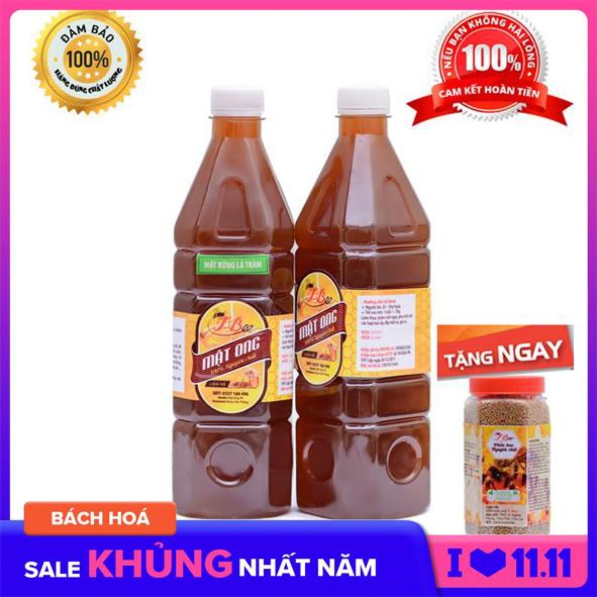 2Lít Mật Ong Nguyên Chất rừng tràm ( tặng kèm 500g Phấn hoa T-bee)