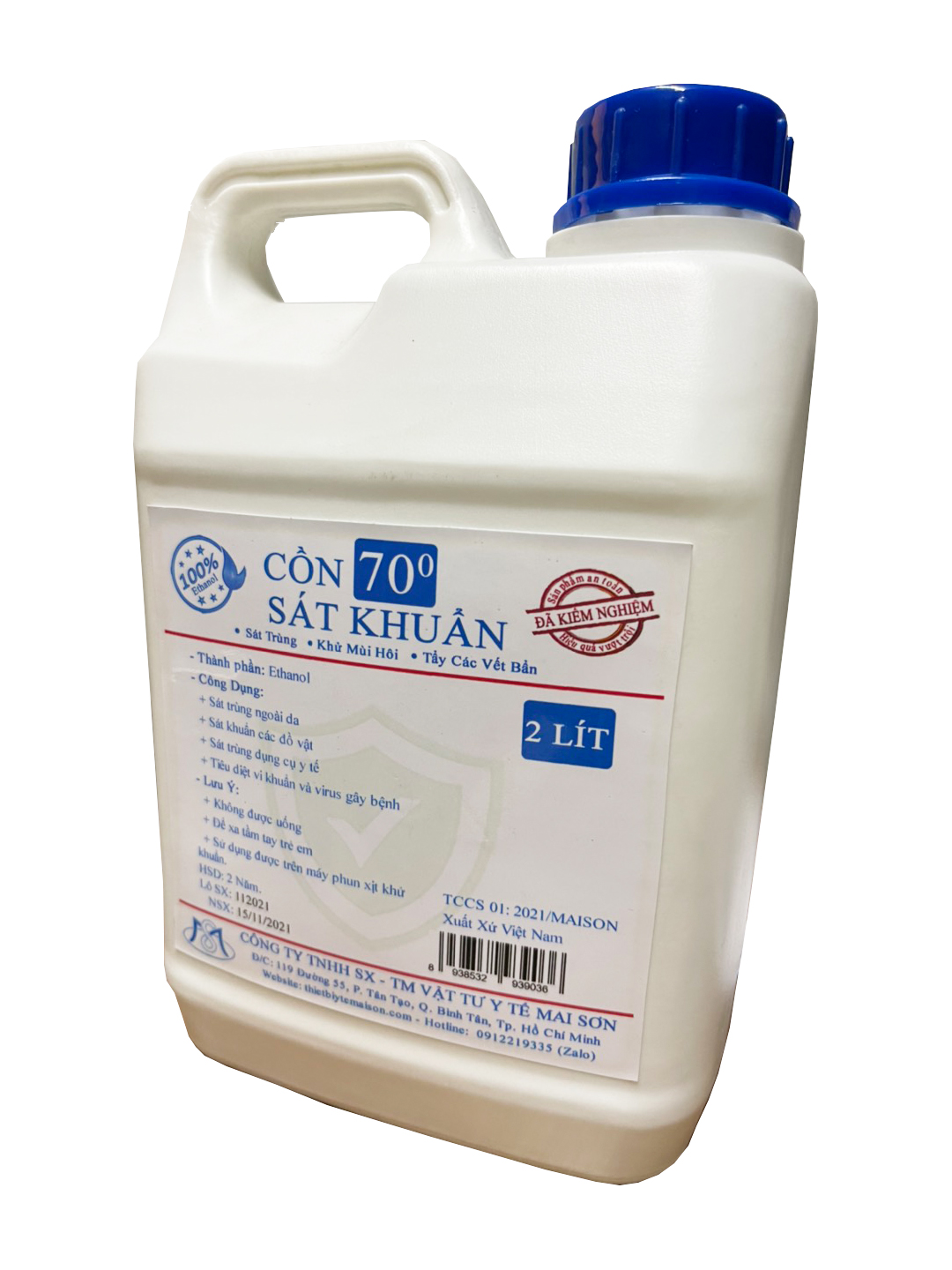 Cồn Y Tế Ethanol 70 độ - Can 2 lít