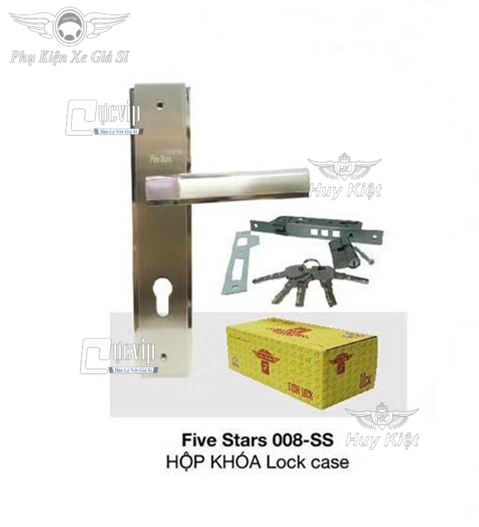 Ổ Khóa Cửa Chính Tay Gạt Cho Cửa Gỗ, Cửa Sắt, Cửa Nhôm Five Stars 001SS MS3201