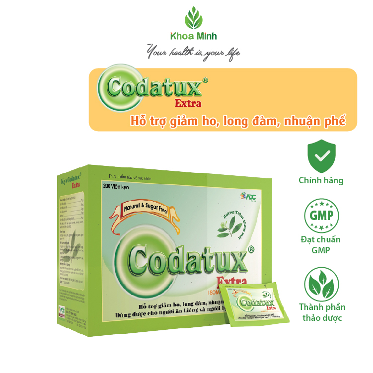 Kẹo ngậm Codatux Extra hộp 200 viên, giảm ho, long đàm, nhuận phế