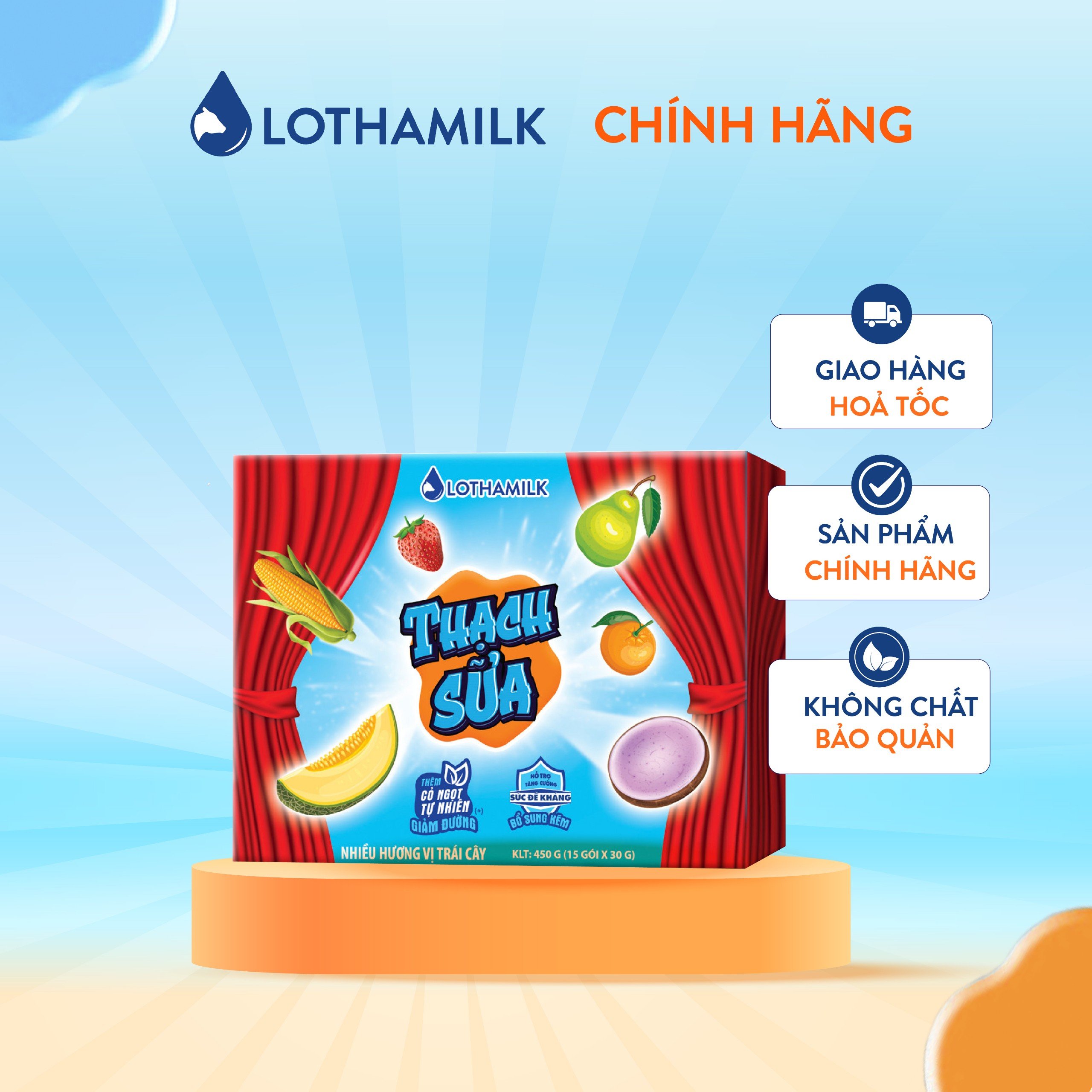 Thạch sữa Lothamilk hộp 450g Mix 15x30g