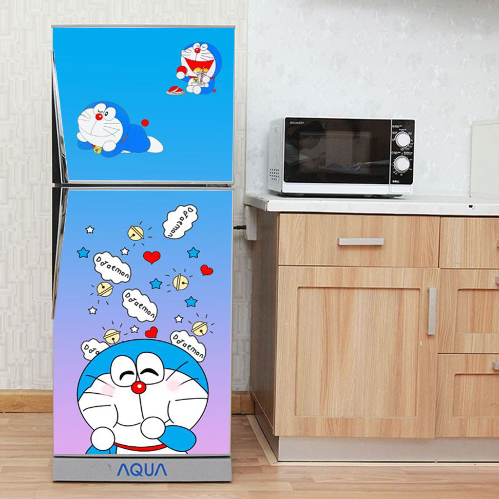 [HCM]Decal dán trang trí tủ lạnh Doraemon Mẫu 03