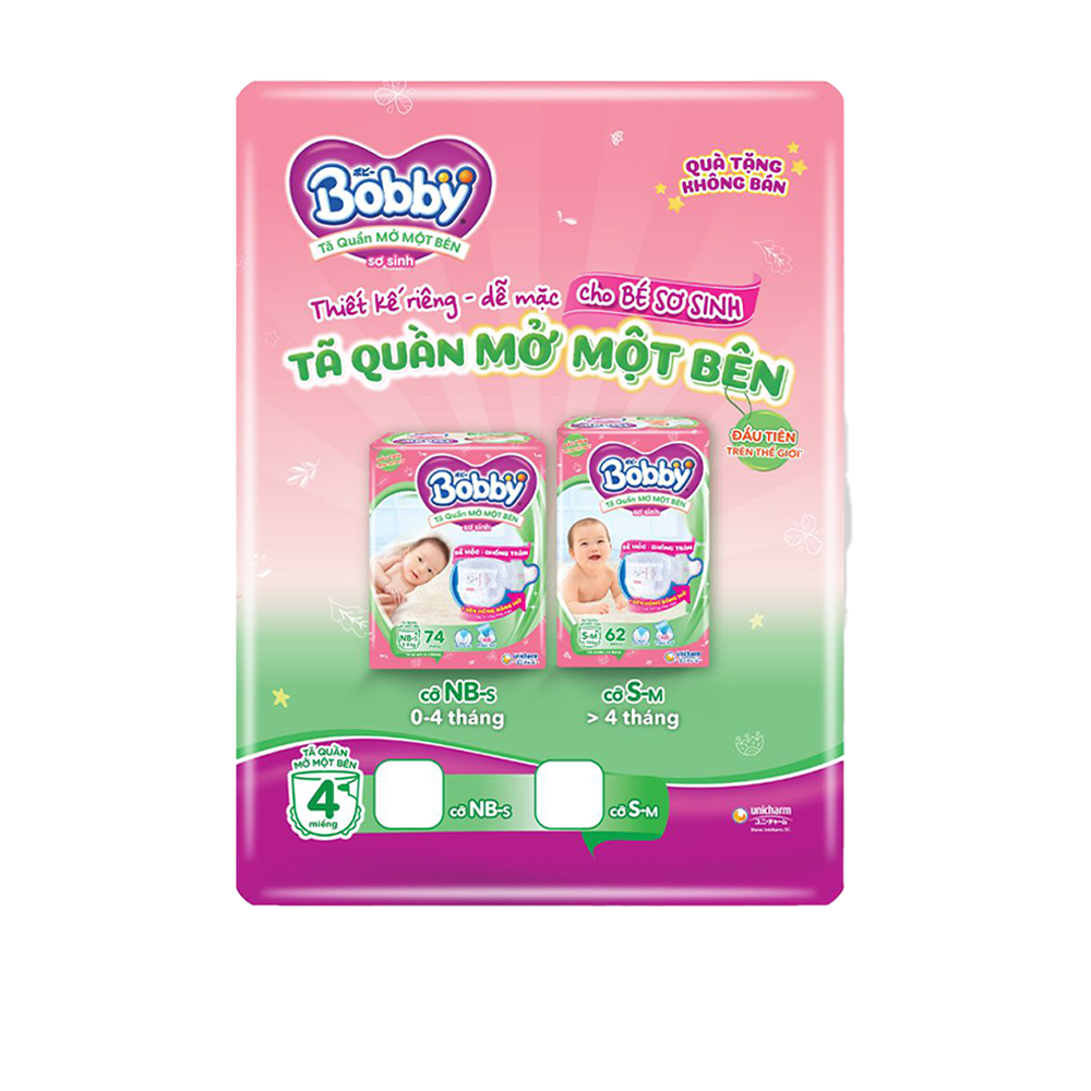 GIFT - Tã Quần Mở Một Bên Bobby S-M 4 miếng