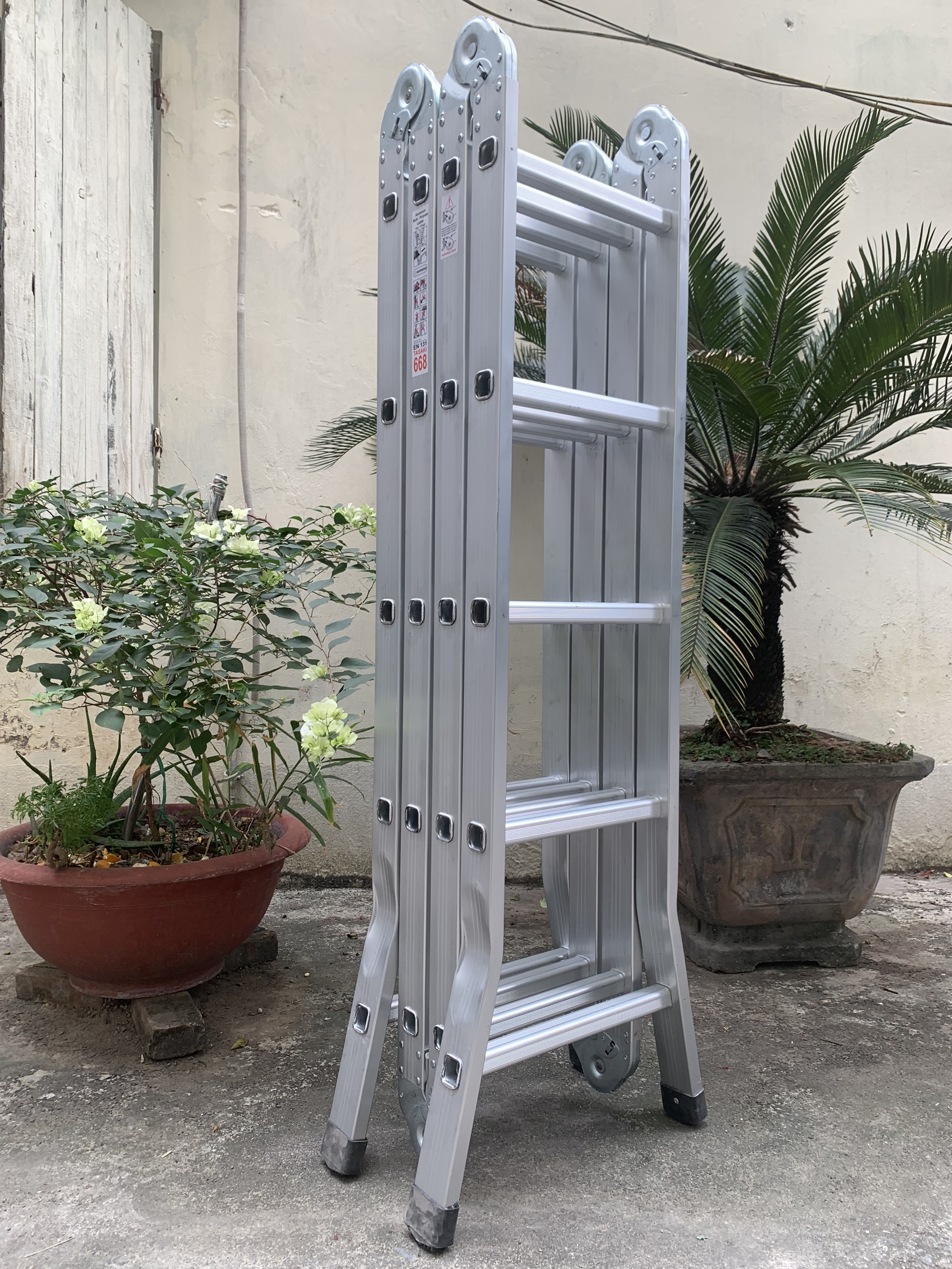 Thang nhôm đa năng, thang gấp 4 đoạn 5m7