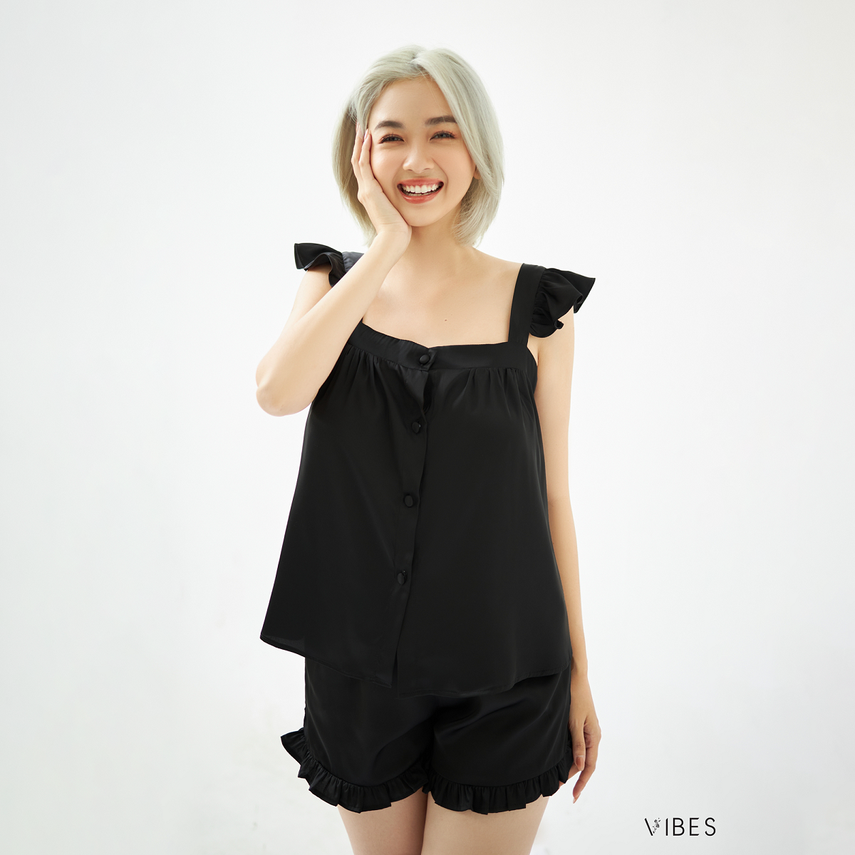 VIBES Đồ bộ 2 dây cánh tiên Lụa trơn cao cấp Straps Set