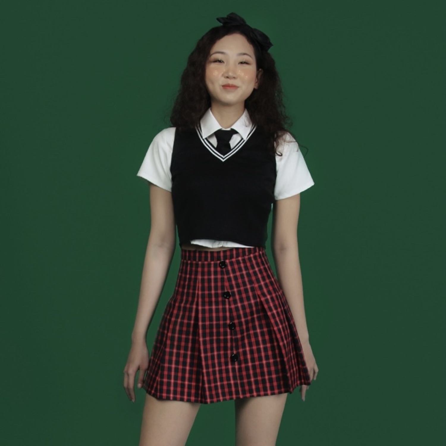 DALLA Áo gile ba lỗ croptop màu trắng - đen - đỏ (GL02)
