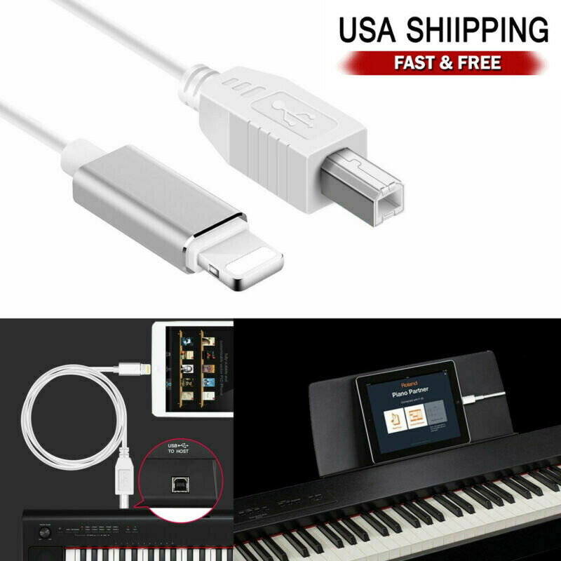 Lightning to Type-B MIDI Keyboard Converter USB 2.0 Cable for iPhone  iPad