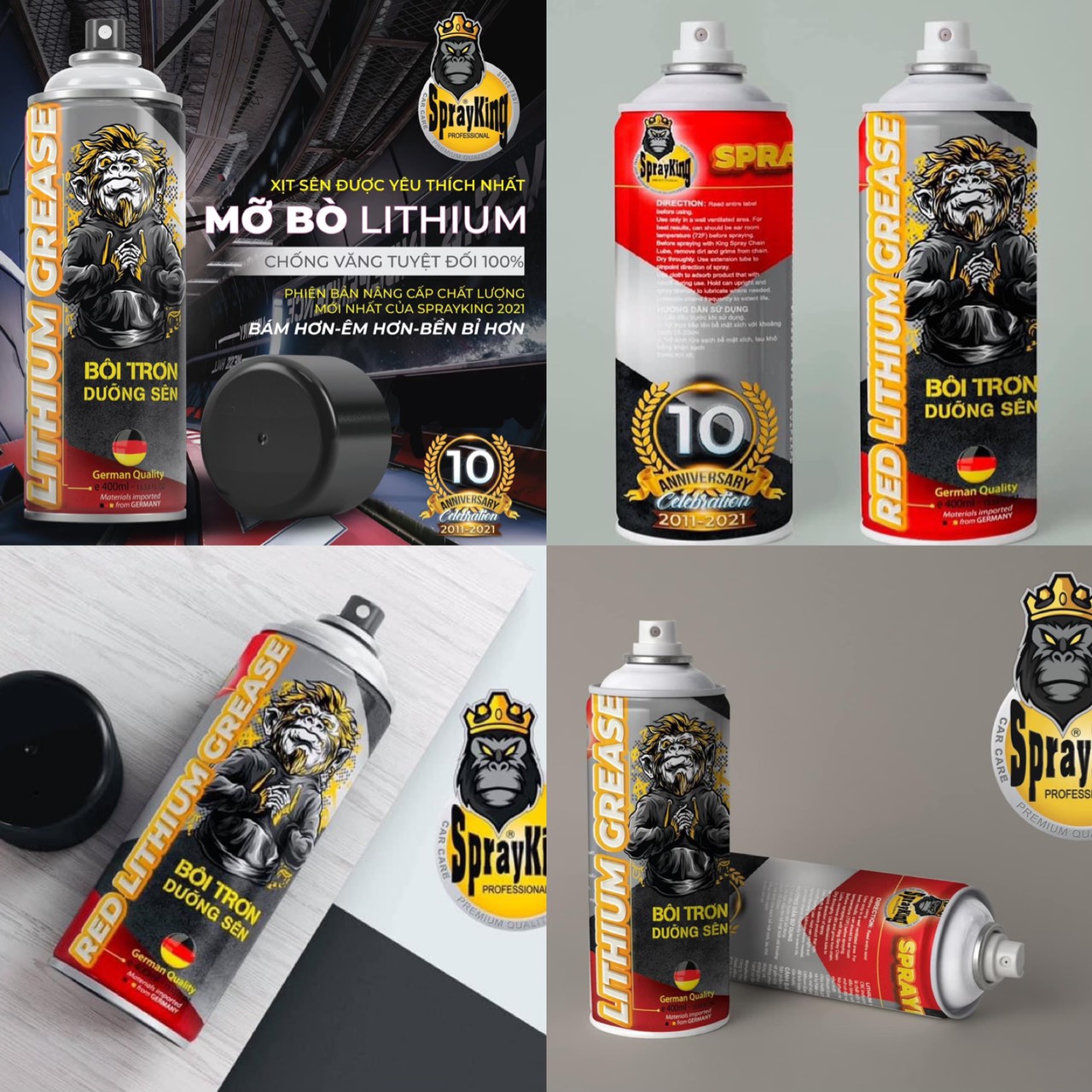 Sprayking Dưỡng Sên Mỡ Bò Đức_Lithium Grease German Quality 400ml