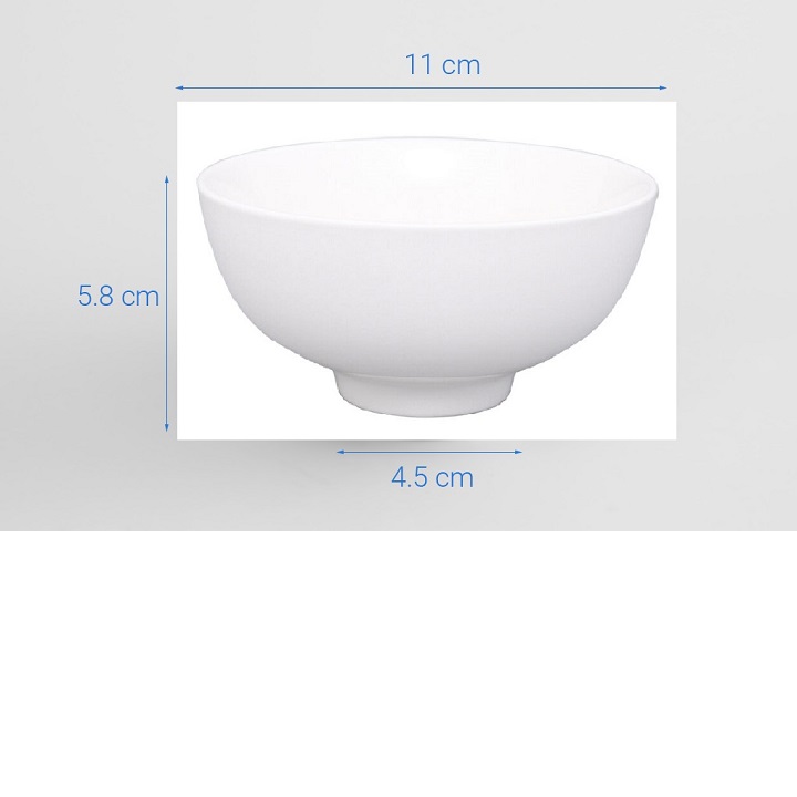 Combo 6 Bát Cơm Trắng Trơn 11cm Trắng Ngà Đẹp