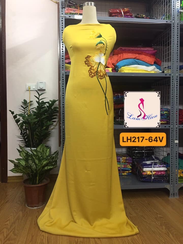 Vải áo dài lụa tây thi bông thêu LH217