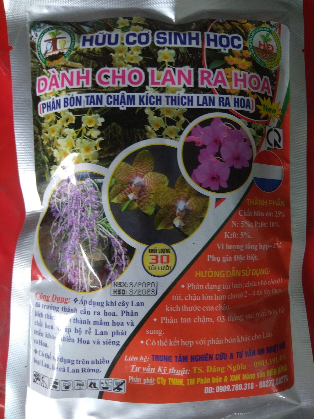 [HCM]Phân hữu cơ sinh học dành cho lan ra hoa - gói 30 túi lưới