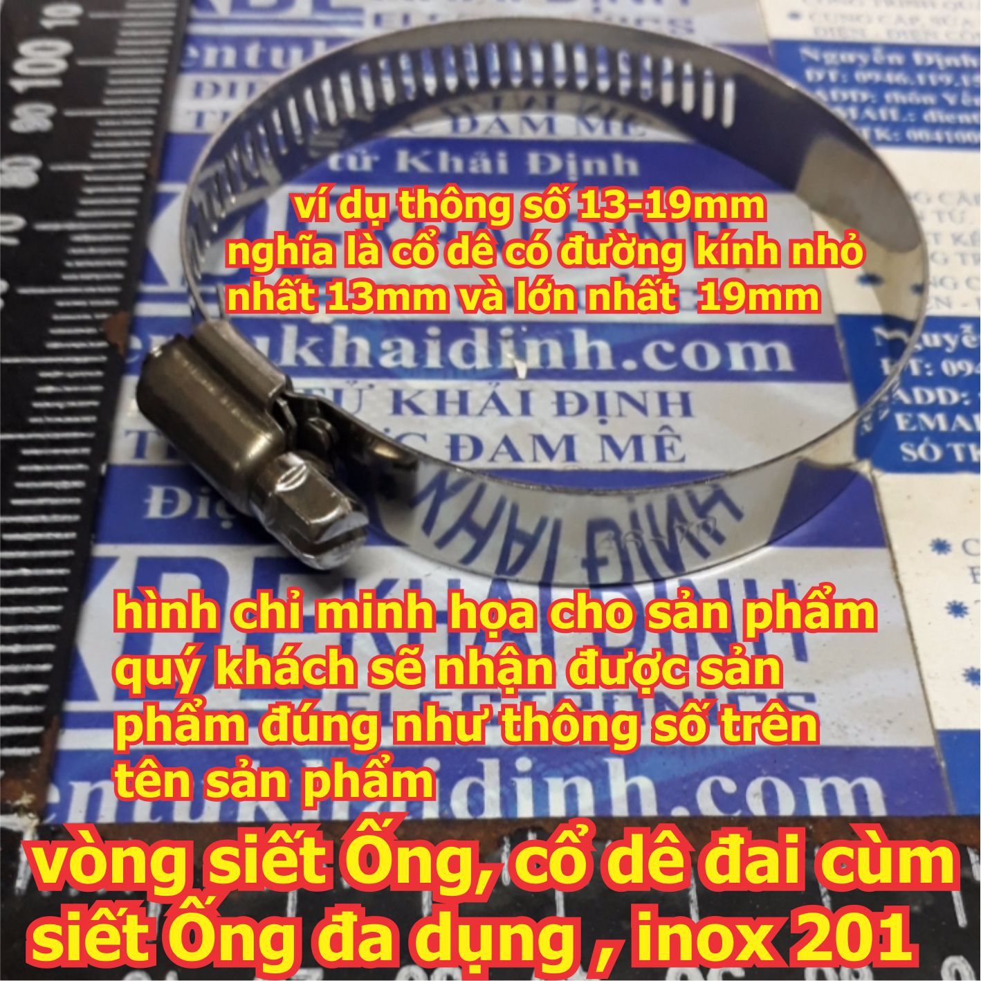 vòng siết Ống, cổ dê đai cùm siết Ống đa dụng , inox 201 không gỉ các loại phi 6mm ~ 216mm kde6070