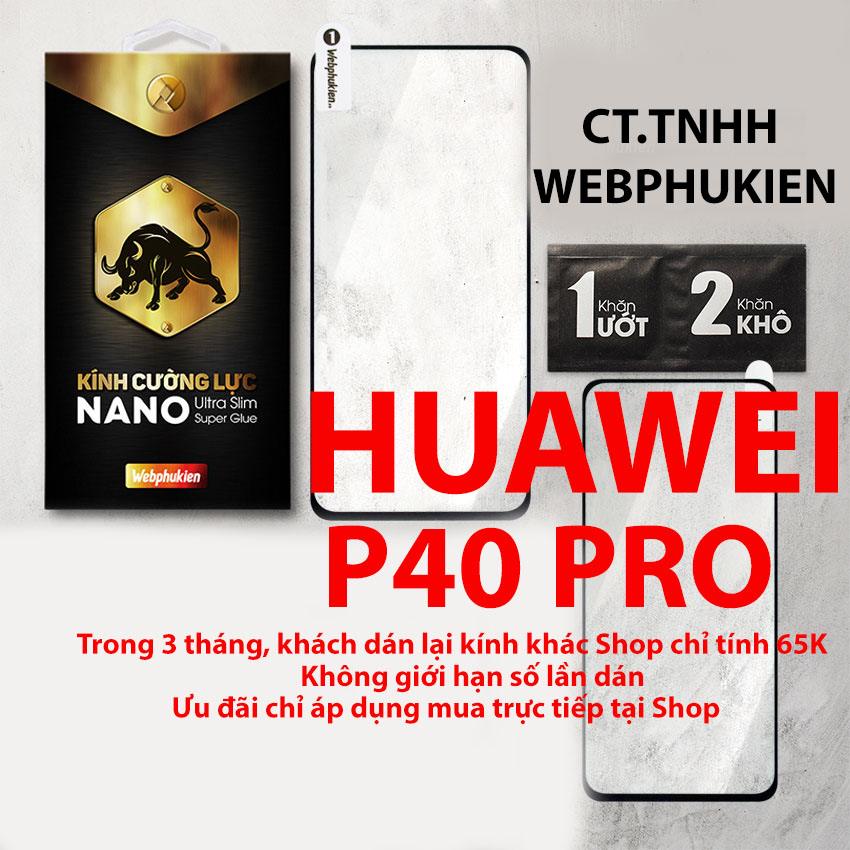 Kính cường lực Webphukien cho Huawei Mate 20 Pro/Mate 30 Pro/Mate 40 Pro/Mate 40/P30 Pro/P40 Pro/P40