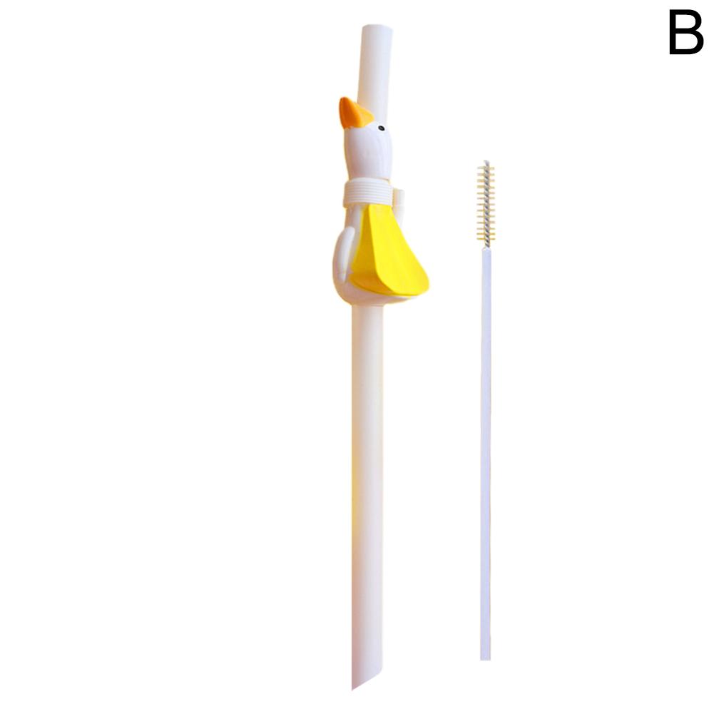 Cute White Goose Drinking Straws Fun Animal Style Reusable Straws L9H5