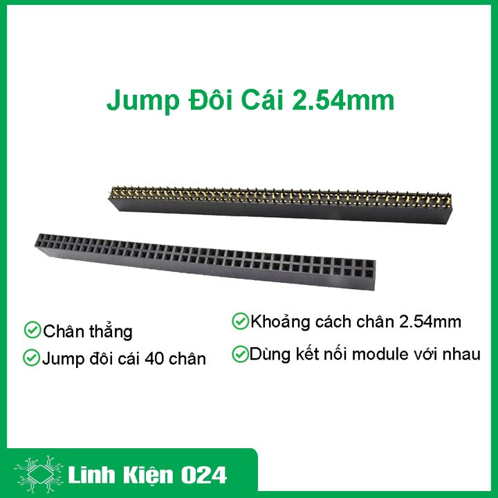 Jump cái đôi 2.54mm 2x40P chân thẳng màu đen