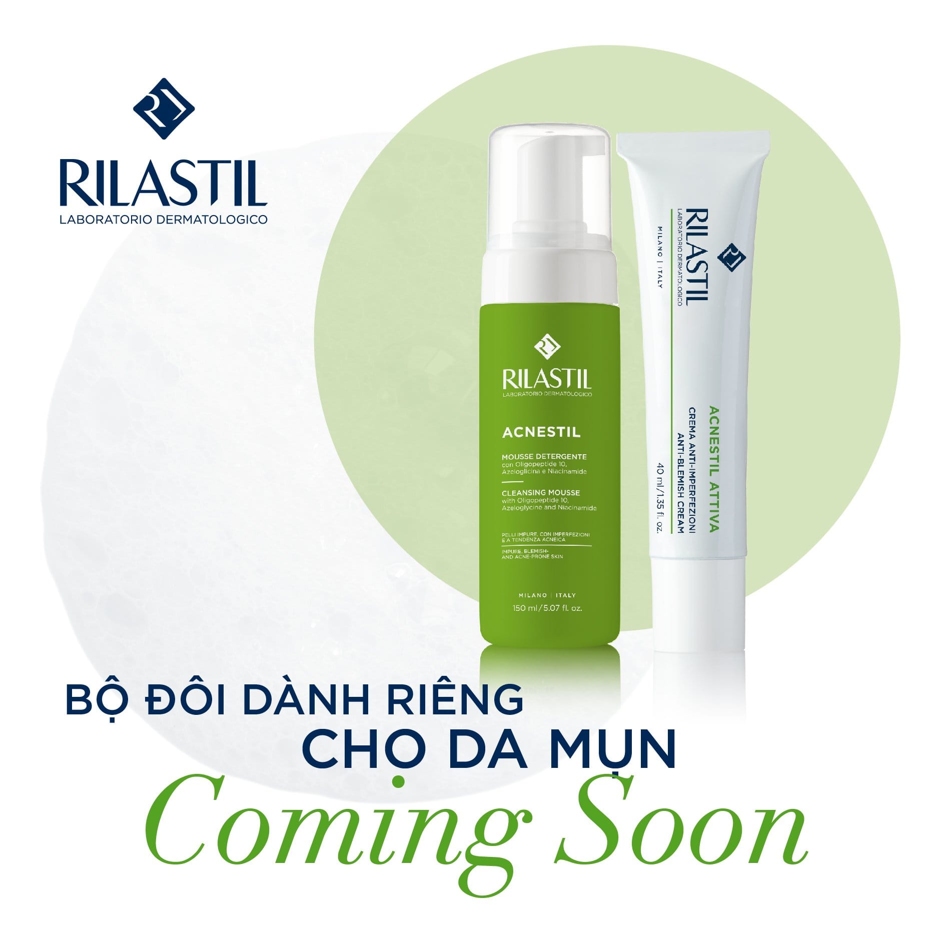 Bọt rửa mặt dành cho da mụn - RILASTIL ACNESTIL CLEANSING MOUSSE