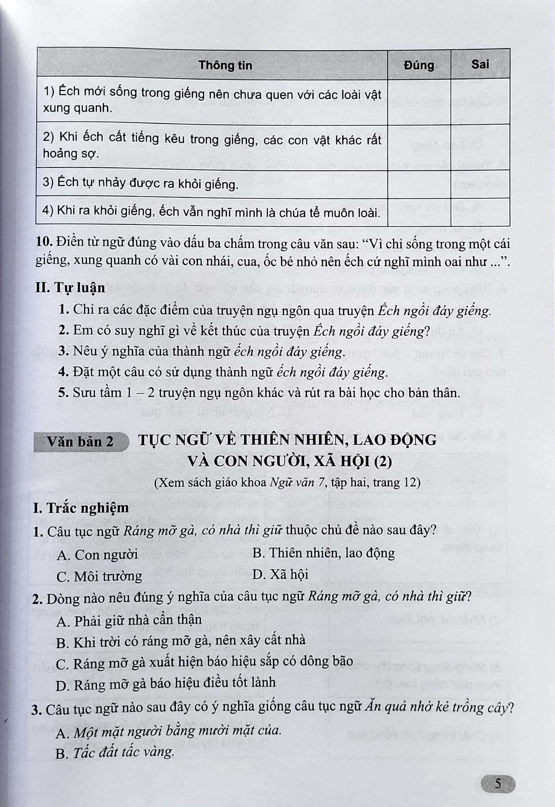 Sách - Bài tập đọc hiểu Ngữ văn 7 - Cánh Diều