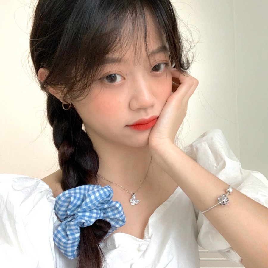 Scrunchies Chun Cột Tóc Hoạ Tiết Chấm Bi Hàn Quốc - Buộc Tóc Chấm Bi
