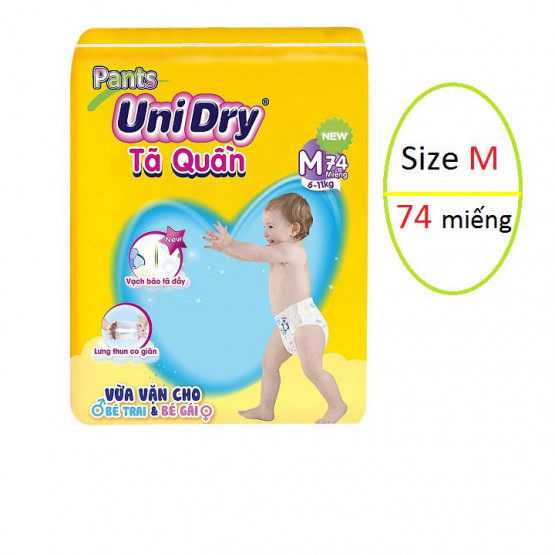 [XẢ HÀNG] Bỉm quần Unidry M74 (74 miếng) cho bé 6-10kg