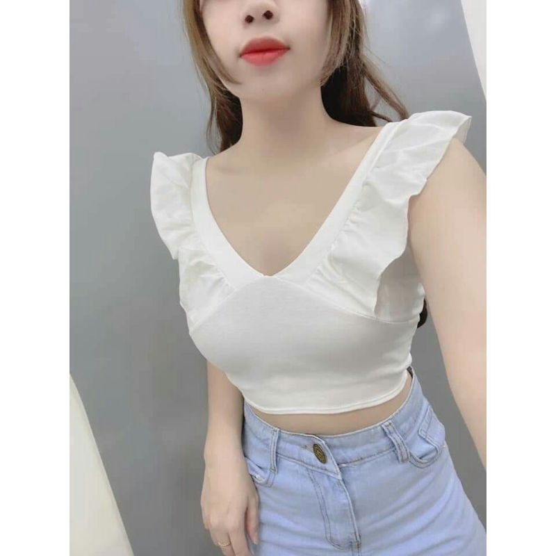 Áo croptop cổ tim bèo