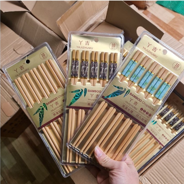 Bộ 10 đũa tre ăn cơm vân đá kháng khuẩn cao cấp Bamboo