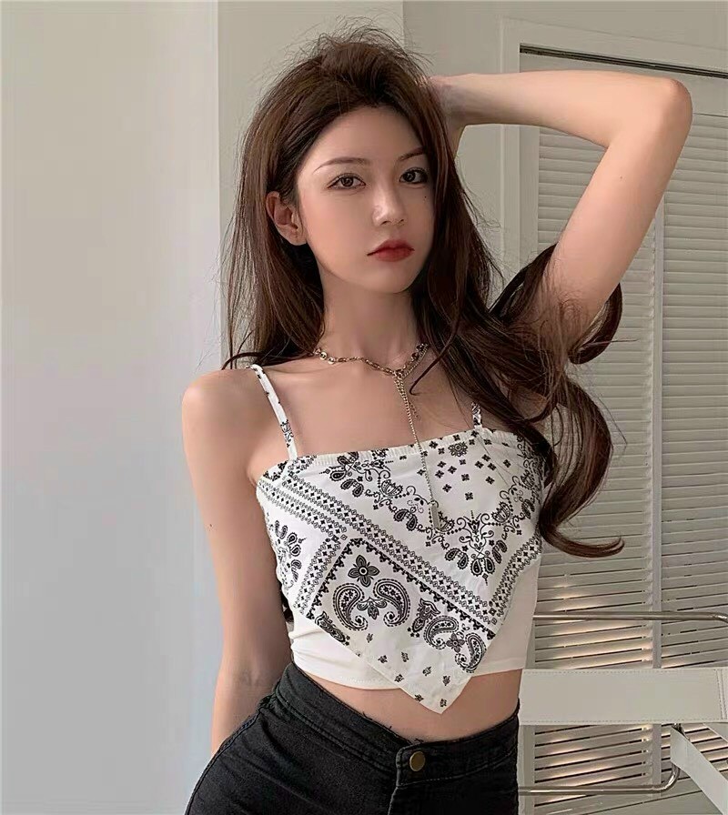 Áo yếm 2 dây - chất liệu thun borip co giãn mềm mịn - thiết kế họa tiết thổ cẩm cực xinh