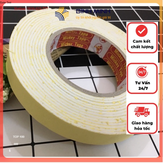 Băng dính 2 mặt xốp vàng dày 18mm