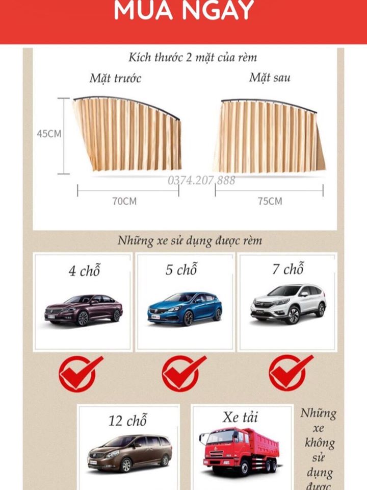 Bộ 4 chiếc rèm chắn nắng nam châm trên ô tô