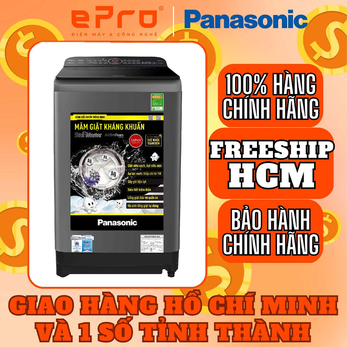 Máy giặt panasonic 10 kg na-f100a9drv - hàng chính hãng - giao hcm và 1 số tỉnh thành