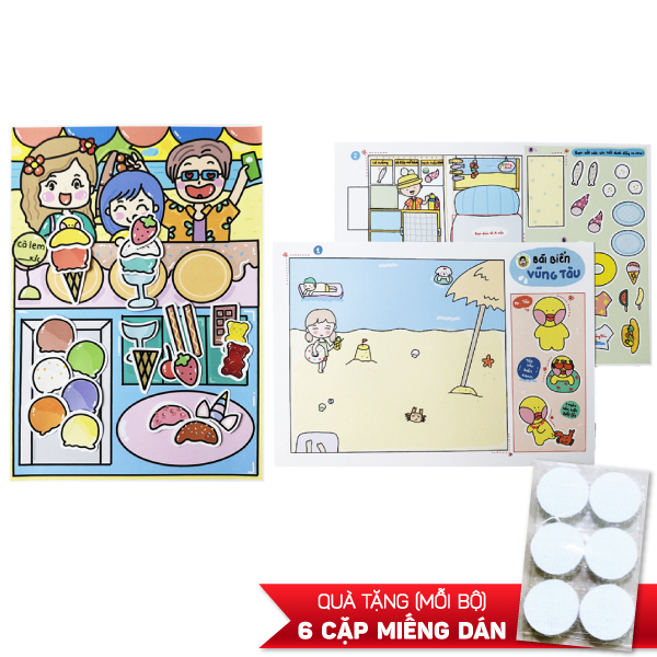 Combo 2 bộ tranh tương tác cô tiên xanh: mát lạnh ngày hè