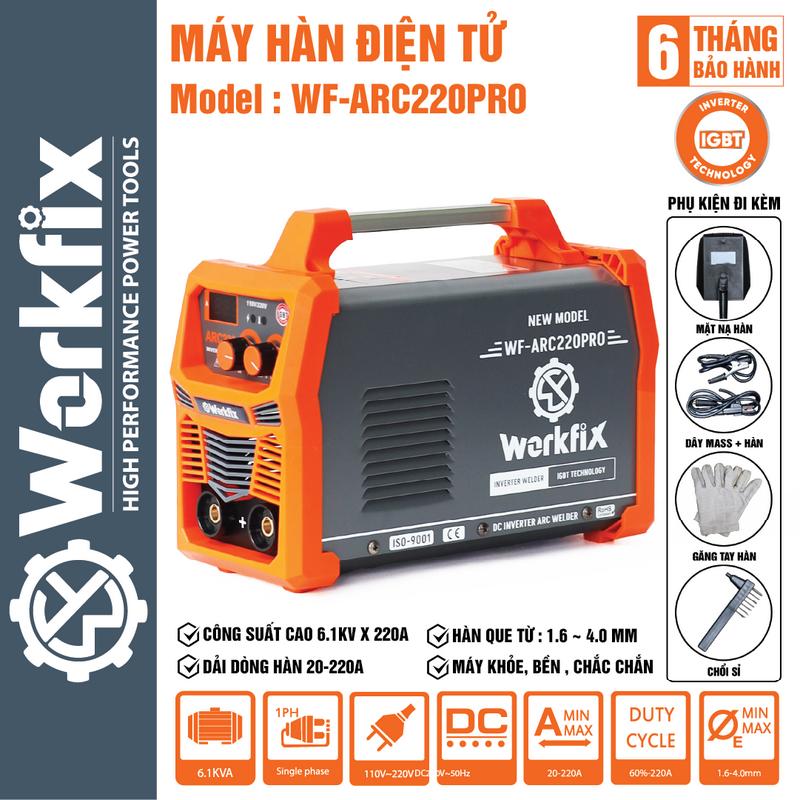 Workfix Wf-Arc220Pro Multifunctional Electric Welding Machine - Electric Arc Ignition Function - Stone Wind Propulsion - Anti-Stick - Welding Rods 1.6 - 4.0mm - Genuine Warranty (12 Month Warranty) Giá 1,500,000 Đồng*Miễn phí vận chuyển
