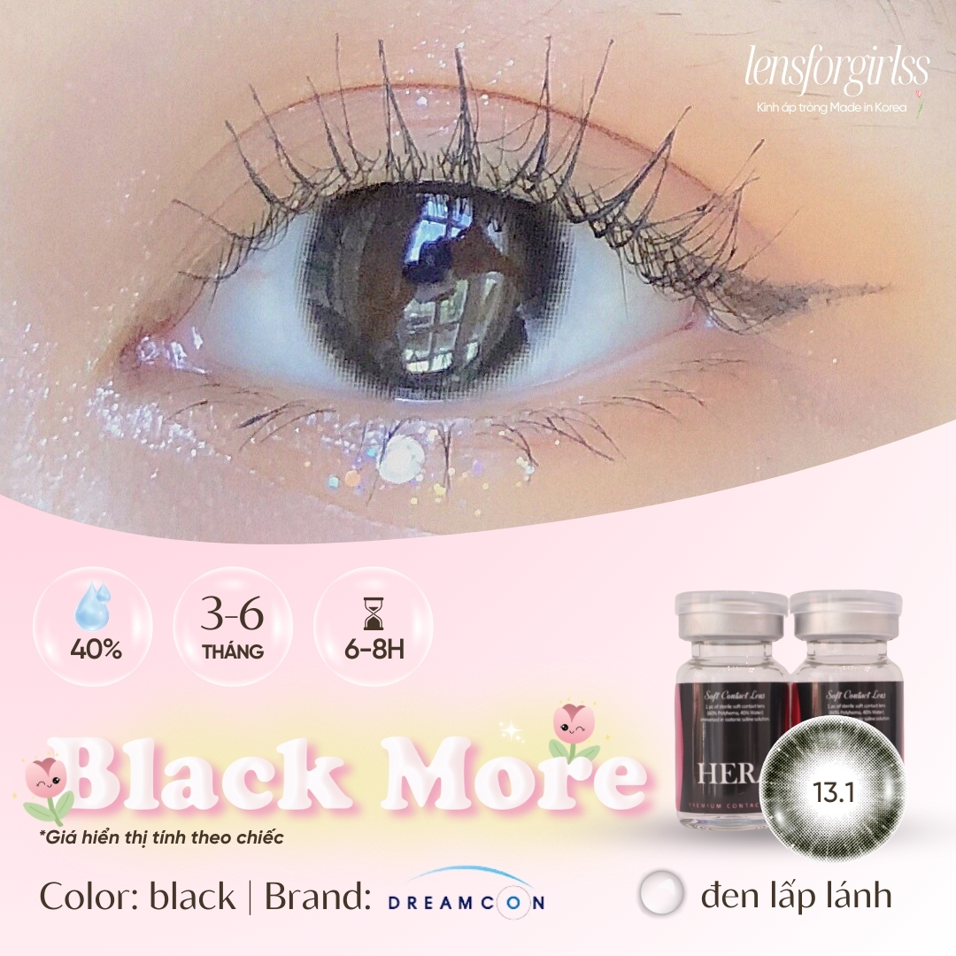 Lens cận | kính áp tròng đen tự nhiên black more - black to black | hsd 6 tháng | lens cận | lensforgirlss