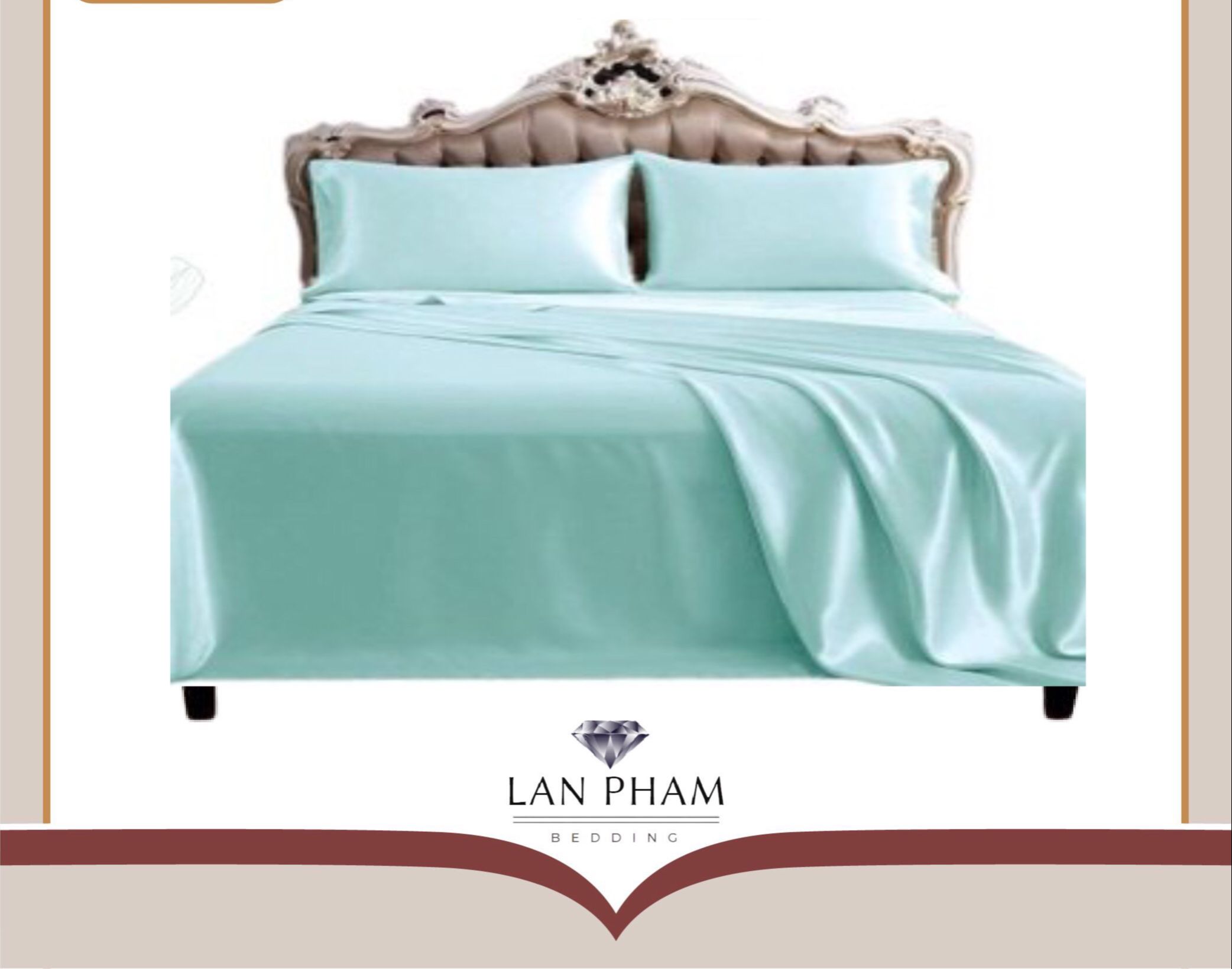 Ga - Drap Giường Lẻ Phi Lụa Màu Xanh Ngọc Lan Pham Bedding Mềm Mại, Êm Ái