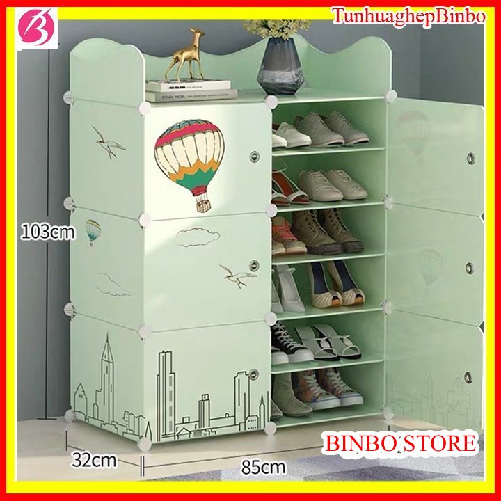 [MẪU tủ giày kiểu mới] Tủ nhựa lắp ghép để giày dép - Kệ sắp xếp giày 12 ngăn để được 24 ĐÔI GIÀY tặng kèm ngăn lượn sóng, dễ dàng tháo lắp, tiện lợi