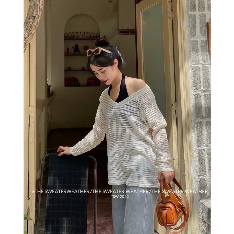 set áo lưới kèm yếm dáng thụng