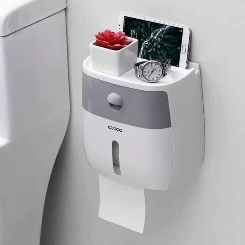 Hộp đựng giấy vệ sinh 2 tầng cao cấp Ecoco dán tường