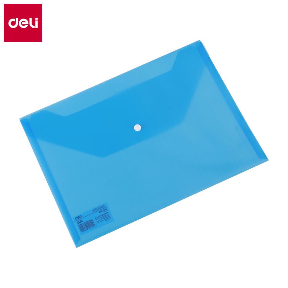 Túi hồ sơ a4 deli - xanh/trong suốt - combo 3 chiếc màu ngẫu nhiên - ef10432