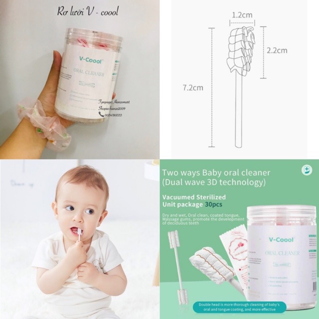 [Hộp 30 Cái] Gạc Rơ Lưỡi V-Cool Cho Bé