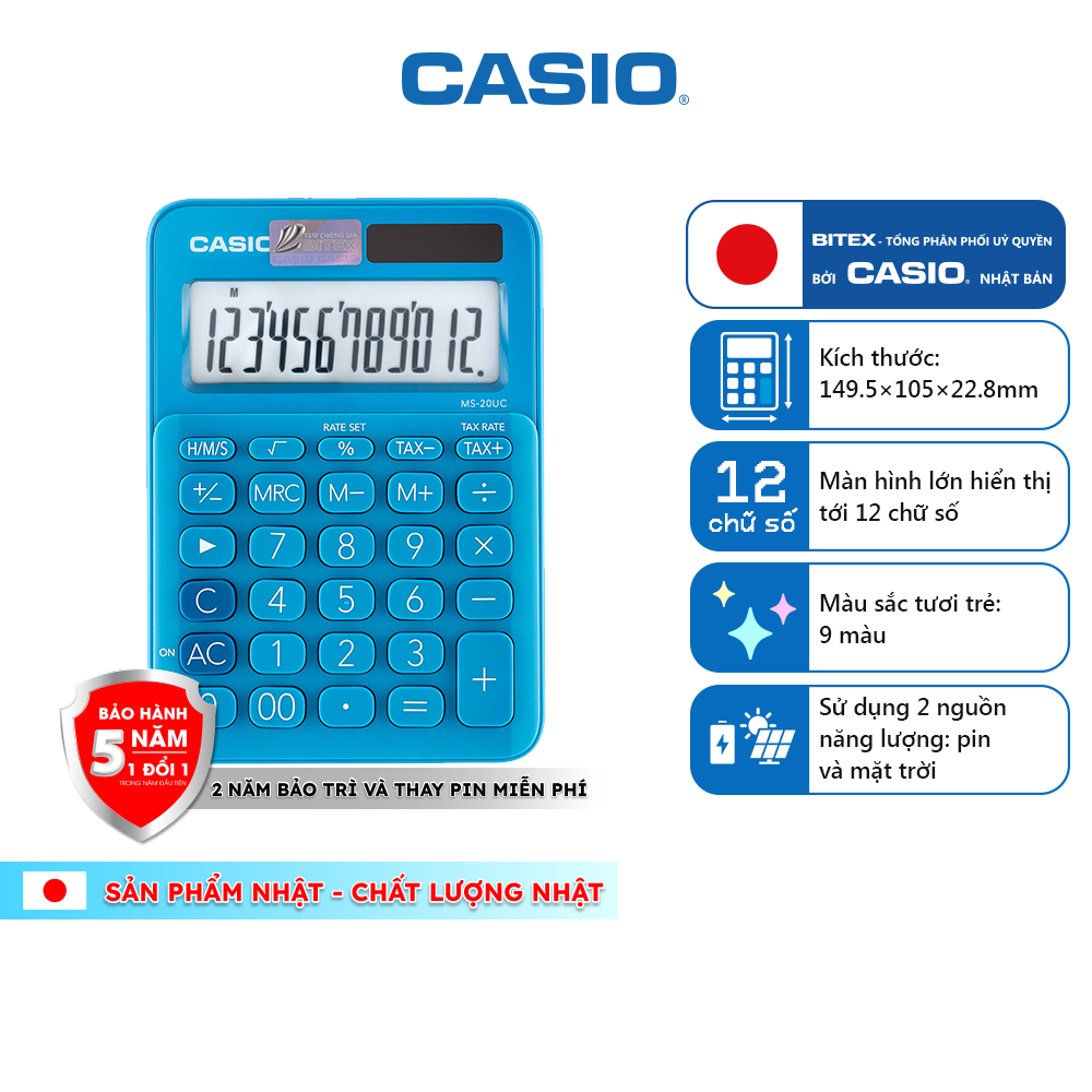 Máy tính CASIO MS-20UC NHIỀU MÀU