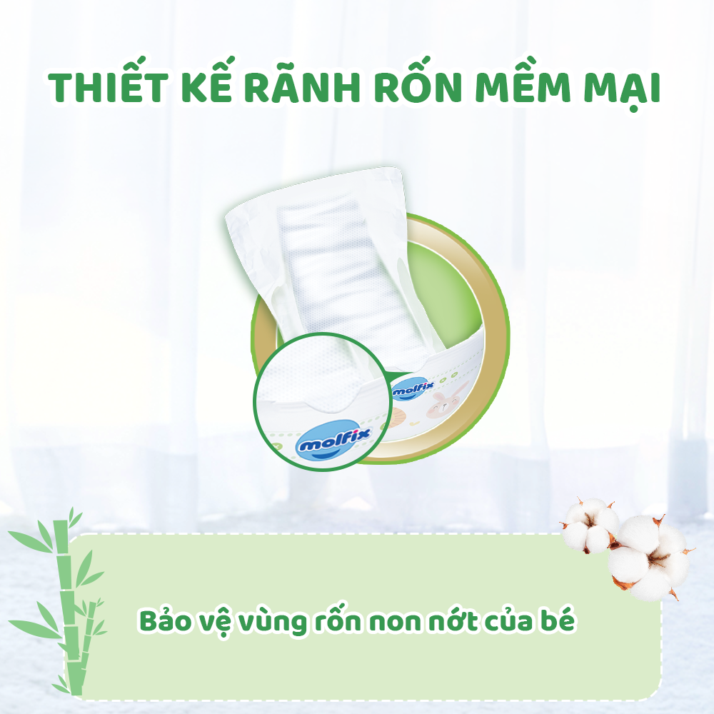 12 miếng Tã/ bỉm dán Molfix Thiên nhiên S (4kg - 8kg)