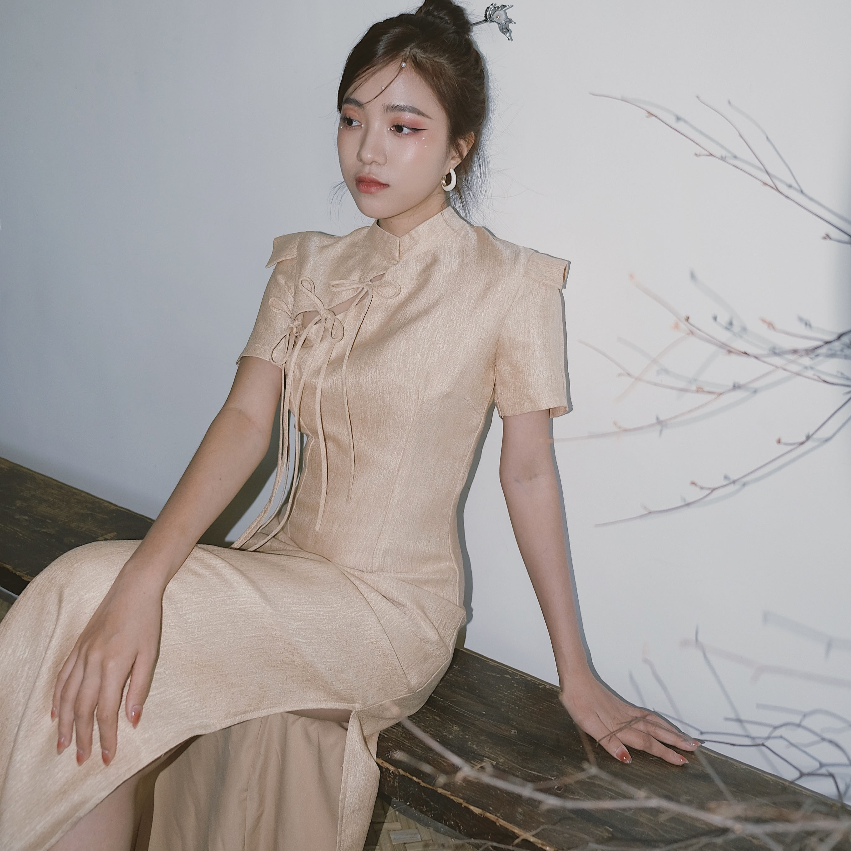 INTO.EIGHT | Đầm dài xẻ tà thắt nơ INTO.EIGHT thiết kế (Mai Dress)