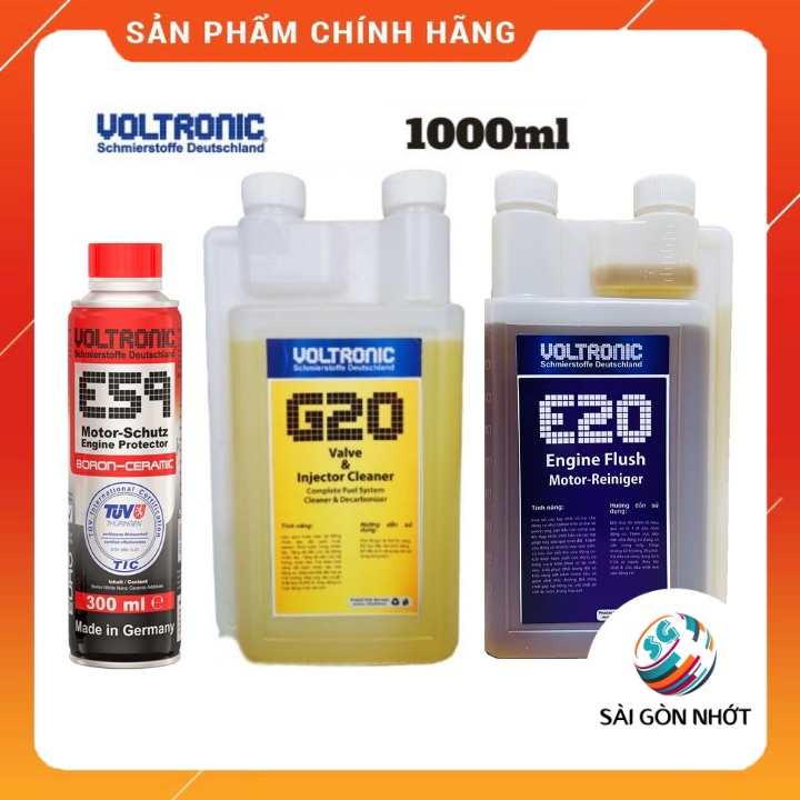 COMBO Dung dịch Súc rửa động cơ VOLTRONIC E20 +Vệ Sinh Kim VOLTRONIC G20